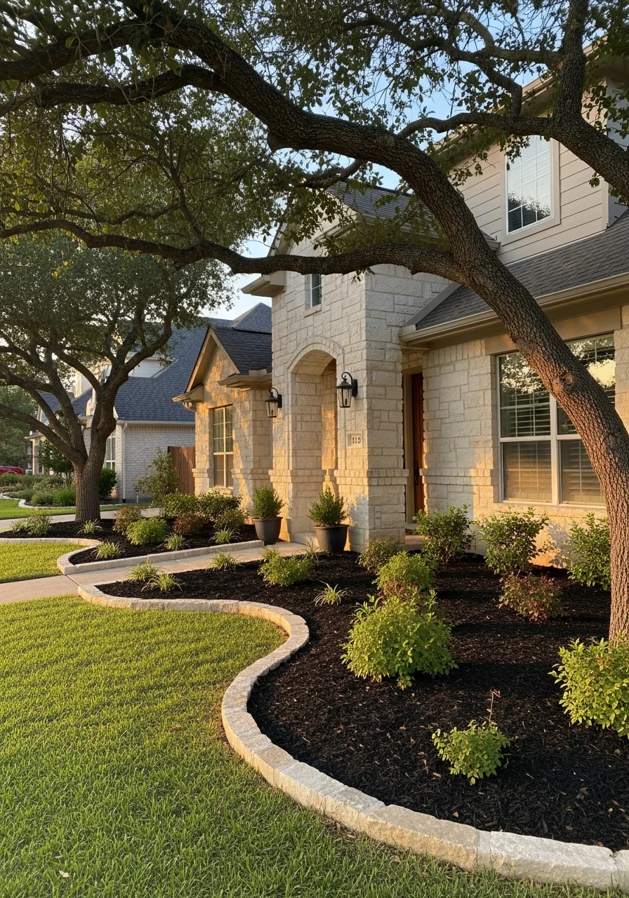Close-up of a Leon Valley home's front entrance and landscaping showing the area's mature neighborhood character.