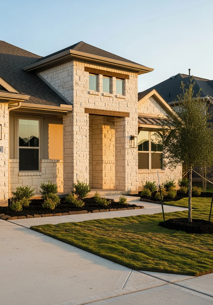 Stone Oak home exterior showing contemporary construction style and well-maintained property common to the area's newer subdivisions.
